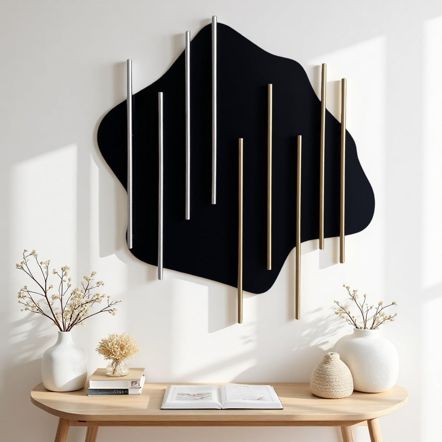 HYVAKUPPA 3D Large Metal Wall Decor Modern Aesthetic Wall Sculptures 19.3”W by 19.7”H Luxury Geometric Circular Decor Wall Art Artwork for Bedroom Dining Living Room Wall Decorations