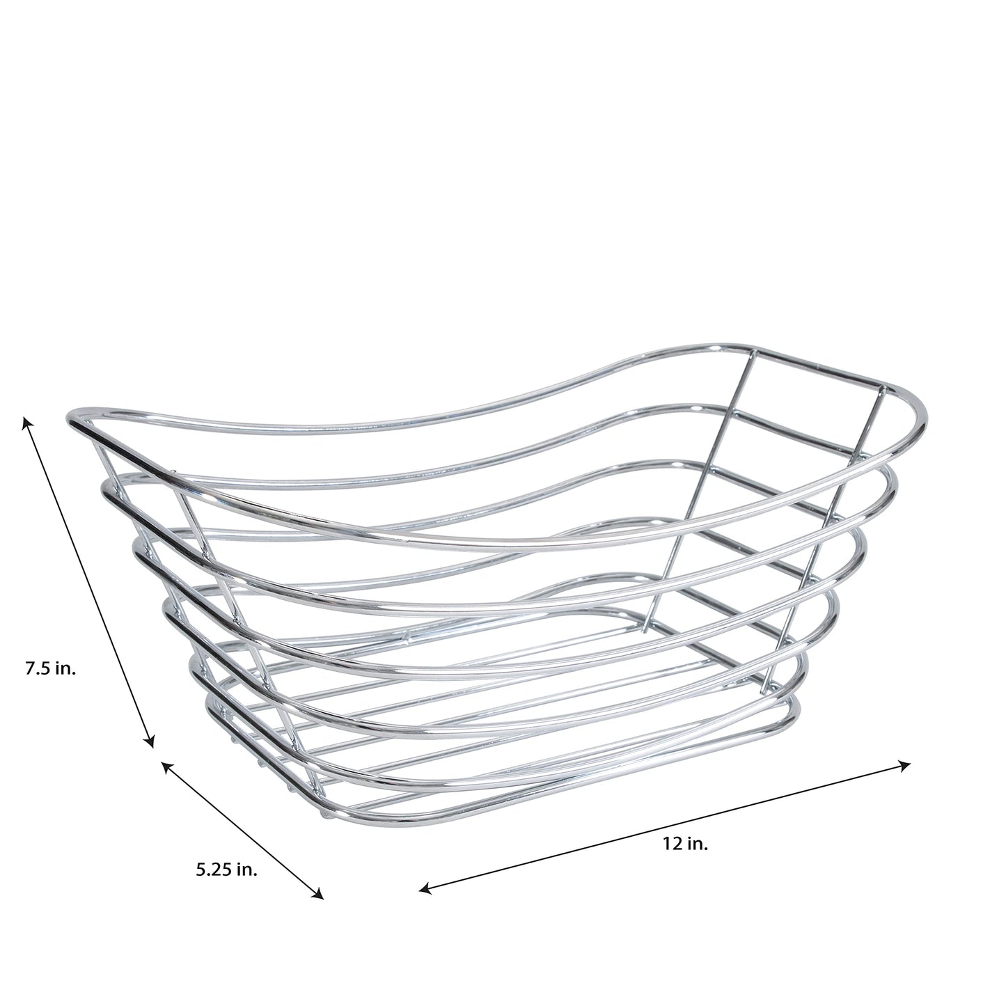 Simplify Wire Towel Basket| Dimensions: 12.1" x 7.5" x 5.1"| Bathroom | Bathroom Storage | Wire Construction | Chrome