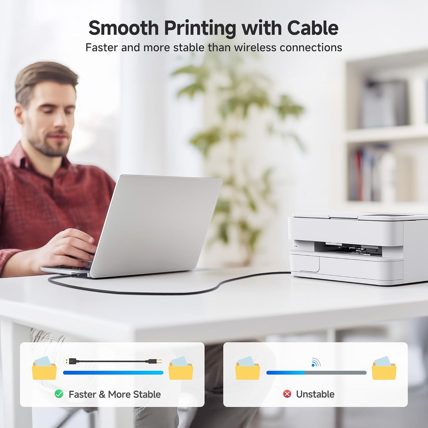 3-Pack 3ft, Cable Matters Short USB Printer Cable - USB A to B Cable, Compatible with Printer, External Hard Drive