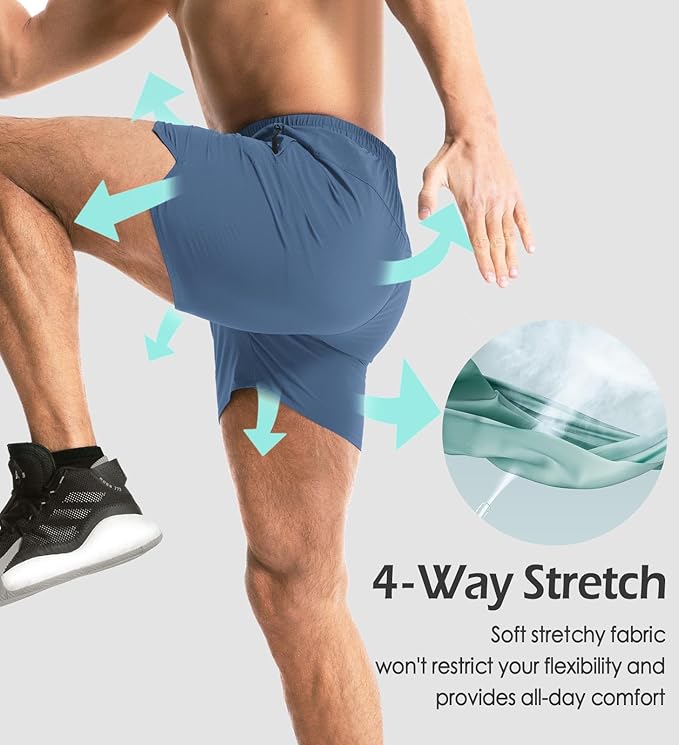 Aolesy Men's Gym Shorts Linerless & Liner - 5" Quick Dry Workout Running Shorts with Zip Pockets Sports Athletic Shorts