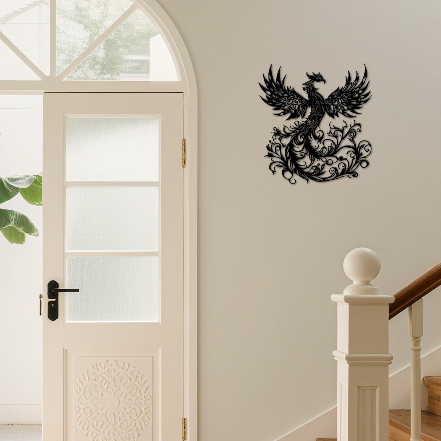 Rajukit Phoenix Wall Art, Wall Decor Metal Phoenix Rising Statue, Black Metal Wall Decor gift for Christmas, Thanksgiving, housewarmings, 12x11 Inch