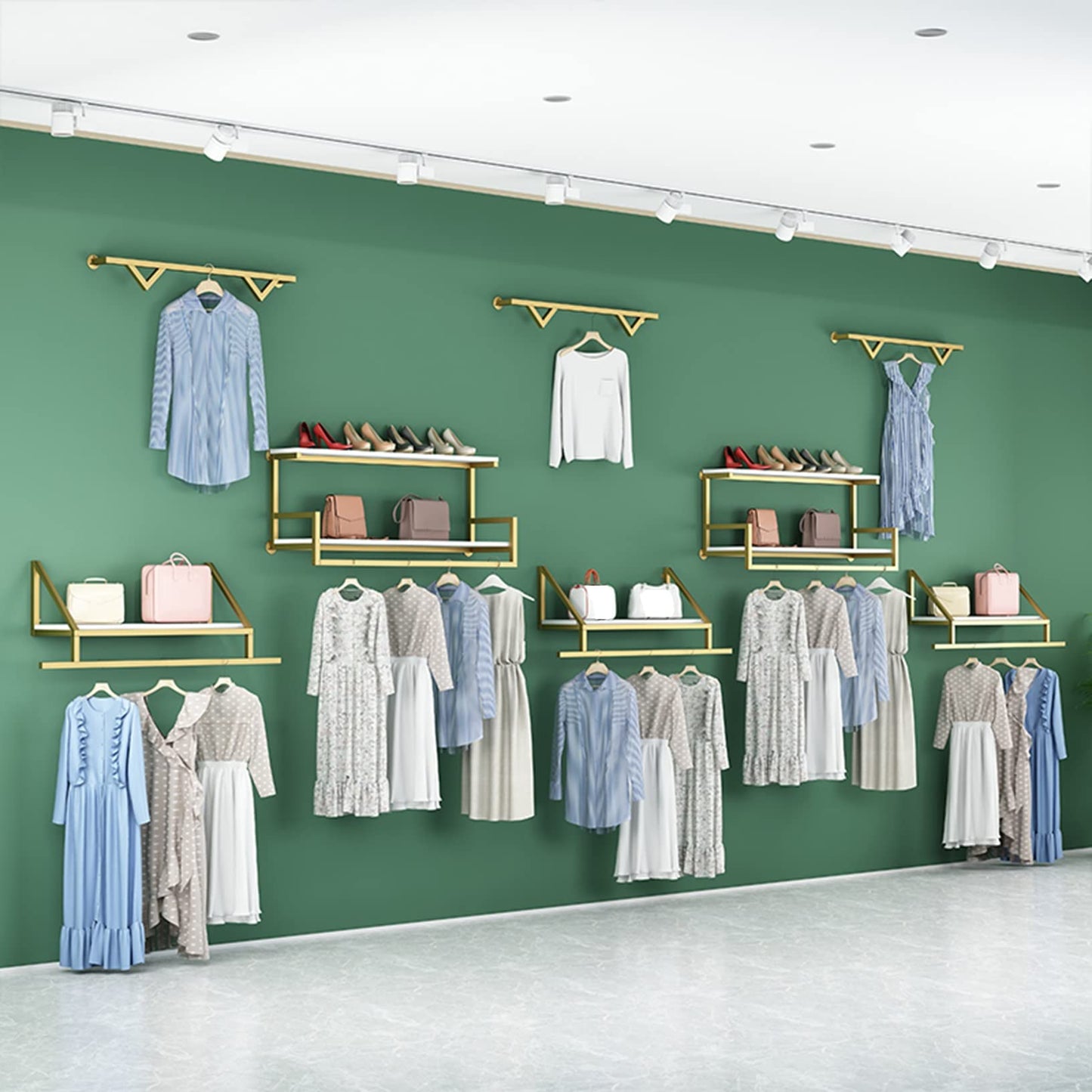 OGMOYT Gold Clothes Rack,Clothing Store,Retail Shelves,Commercial Wall Mount,Organizer,Storage Rack,Metal Shoe Rack,Clothes Rack,Clothes Hanging Hanger,A100Cm