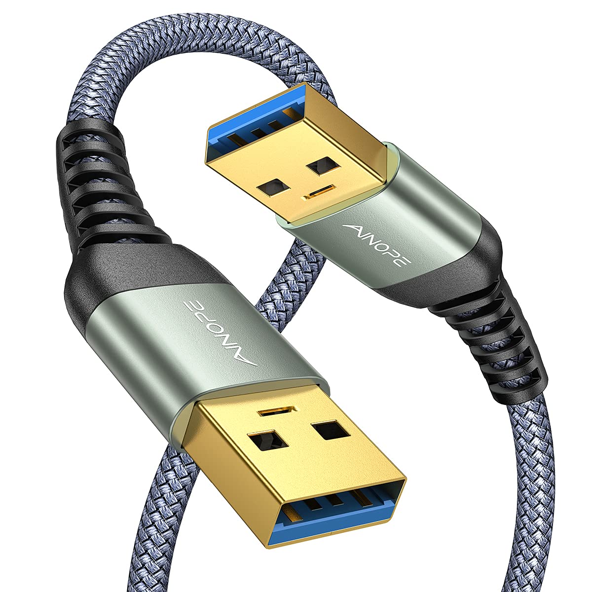 3.0 Cooler,6.6Ft/Grey, 2 Pack AINOPE USB to USB Cable, USB A to A Male to Male Cable [Never Rupture] Double End Type A