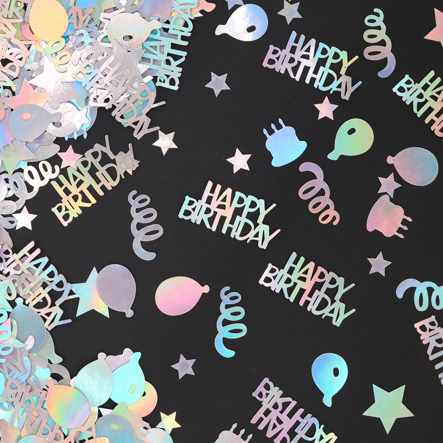 Vofrise Happy Birthday Confetti for Table Iridescent Balloon Star Shaped Table Scatter Suitable for Disco Themed Birthday/Anniversary Party Decorations