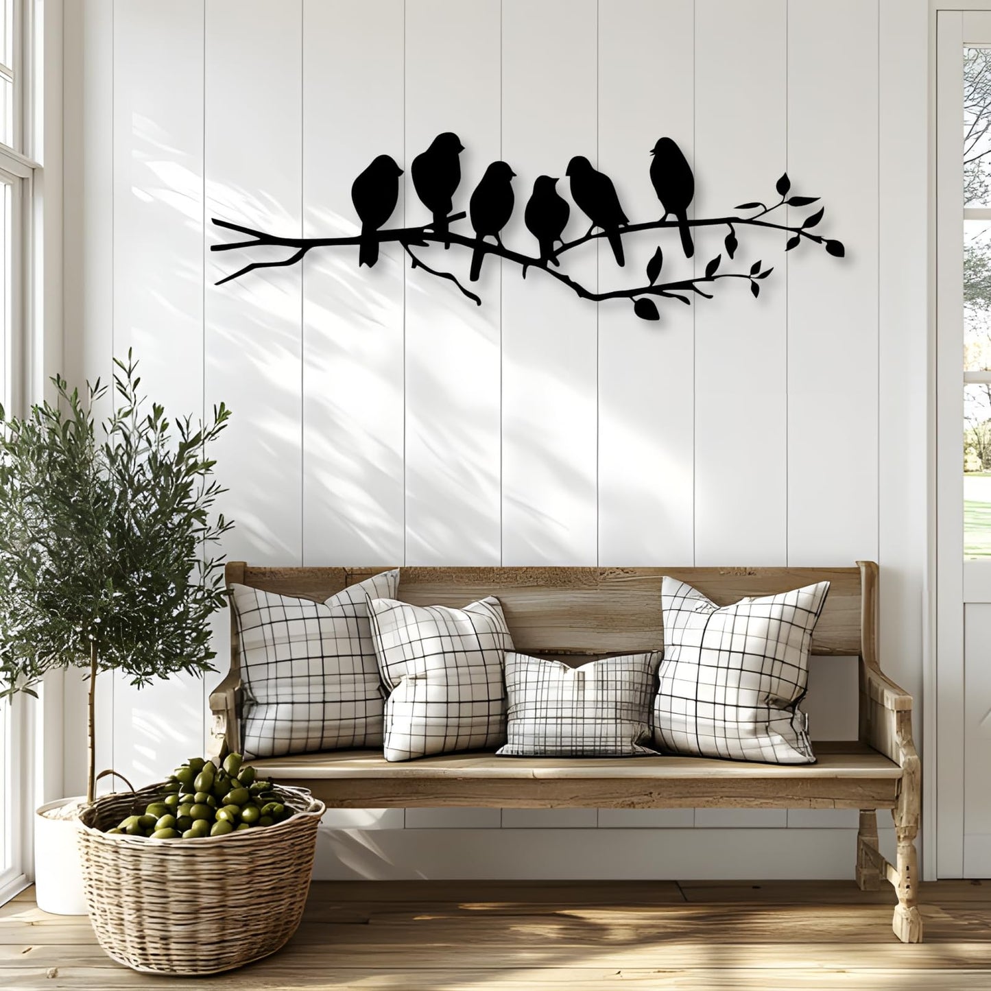 kuestboy Birds Metal Wall Art,Birds on Branch Metal Wall Decor,Animal Wall Hanging,Bedroom Wall Art,Country House Decor,Housewarming Gift (28" x 8" | 70 x 21 cm)