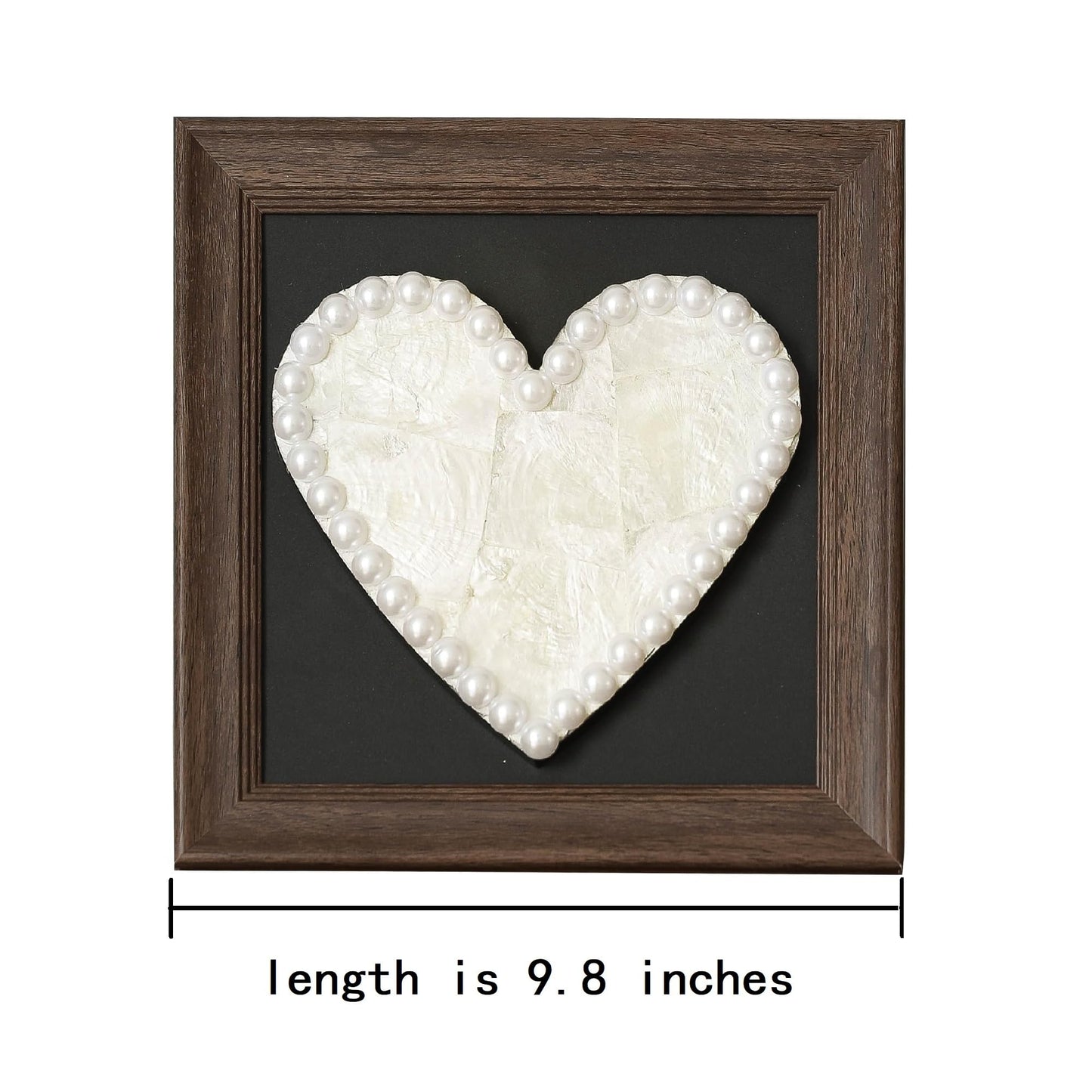 Handcrafted Heart-Shaped Seashell Wall Art with Pearl Border – Decorative Romantic Framed Shell Heart for Home, Wedding, and Gift