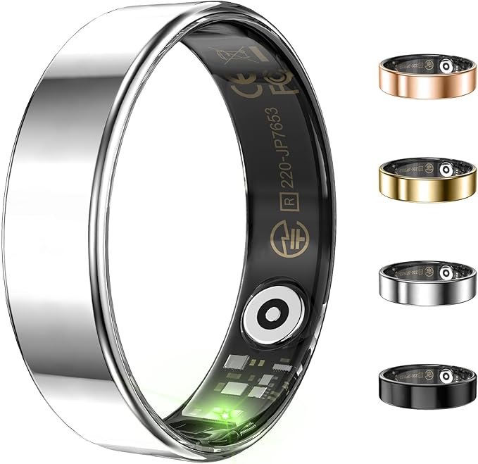Health Activity Fitness Tracker, Ultra-thin Smart Ring for Women Men, Fitness Ring with Sleep Tracker, 24/7 Heart Rate Monitor, Step Counter, Calorie Pedometer, No APP Fee, for iOS Android(Silver #11)