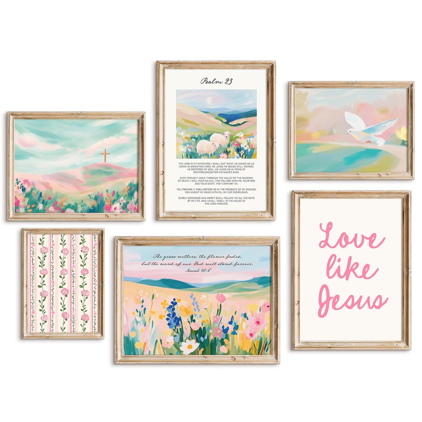 Pastel Pink Christian Wall Art Bible Verse Preppy Canvas Wall Decor Girl Trendy Christian Poster Aesthetic Floral Scripture Prints Cute Religious Pictures for Girls Room Bedroom 8x10x6 Inch Unframed