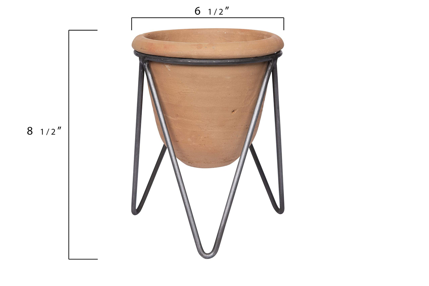 Creative Co-Op Terracotta Pot with Metal Stand