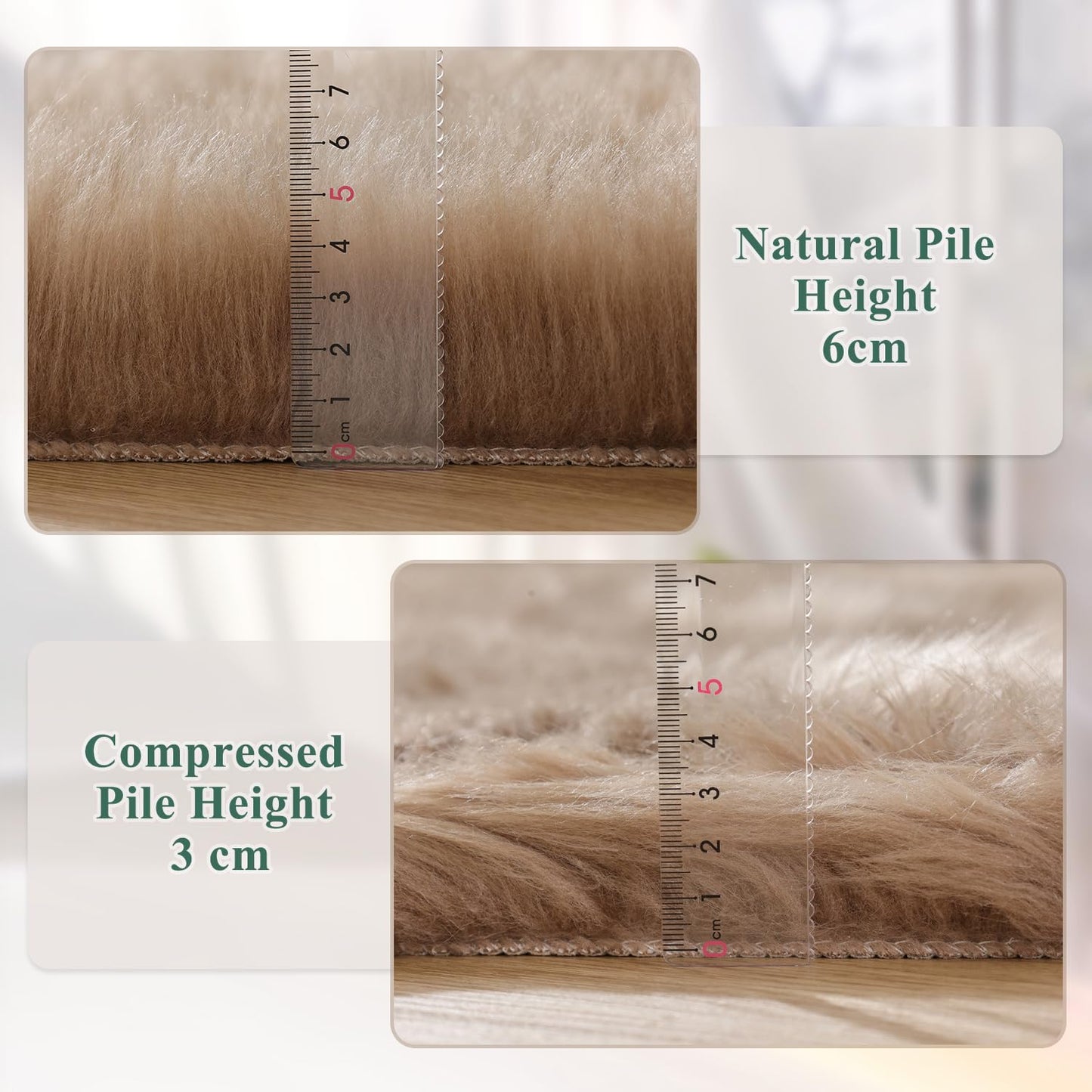 ORINOVA Beige Area Rugs for Living Room Bedroom Nursery 9X12 Washable Faux Sheepskin Fluffy Fur Rug Kids Room Decor Soft Cozy Home Décor
