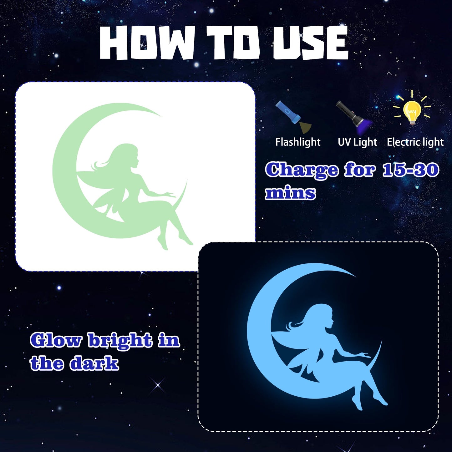 Glow in the Dark Stars Unicorn Bedroom Decor for Girls - Fairy Butterfly Wall Decals, Space Galaxy Wall Stickers for Ceiling, Kids Nursery and Living Room Wall Decor