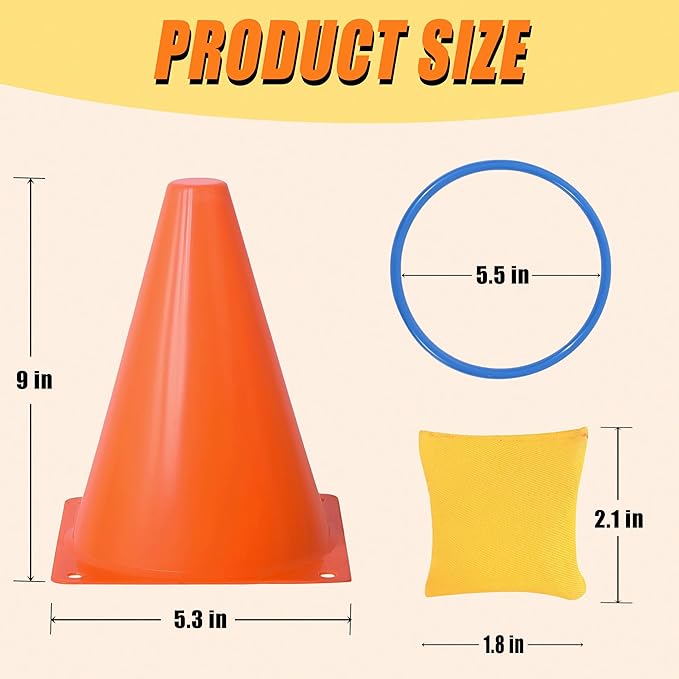 Carnival Games Combo Set 3 in 1, 31PCS Soft Plastic Cones Bean Bags Ring Toss Game with Carrying Bag, Gift for Outdoor Birthday Party/Xmas