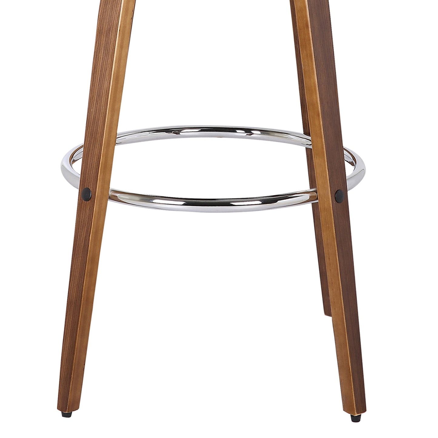 Armen Living Sonia 26" Seat Height Mid Century Modern Swivel Bar Stool for Kitchen Island Counter in Brown Faux Leather and Walnut Wood