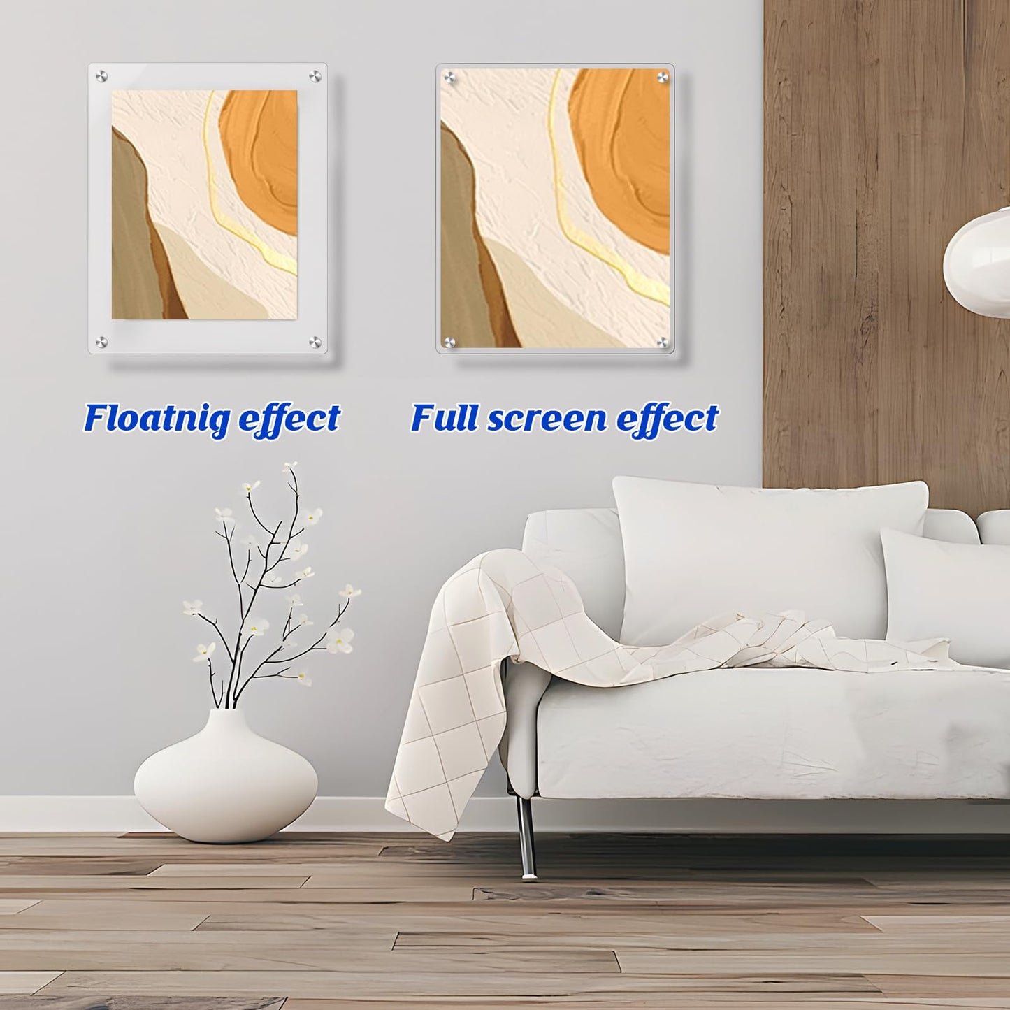 JUOIFIP 16x20 Acrylic Floating Art Frame for Wall Mount, Clear Magnetic Picture Frame for Artwork Display,Certificates Documents Frames for Family,Office,Wedding