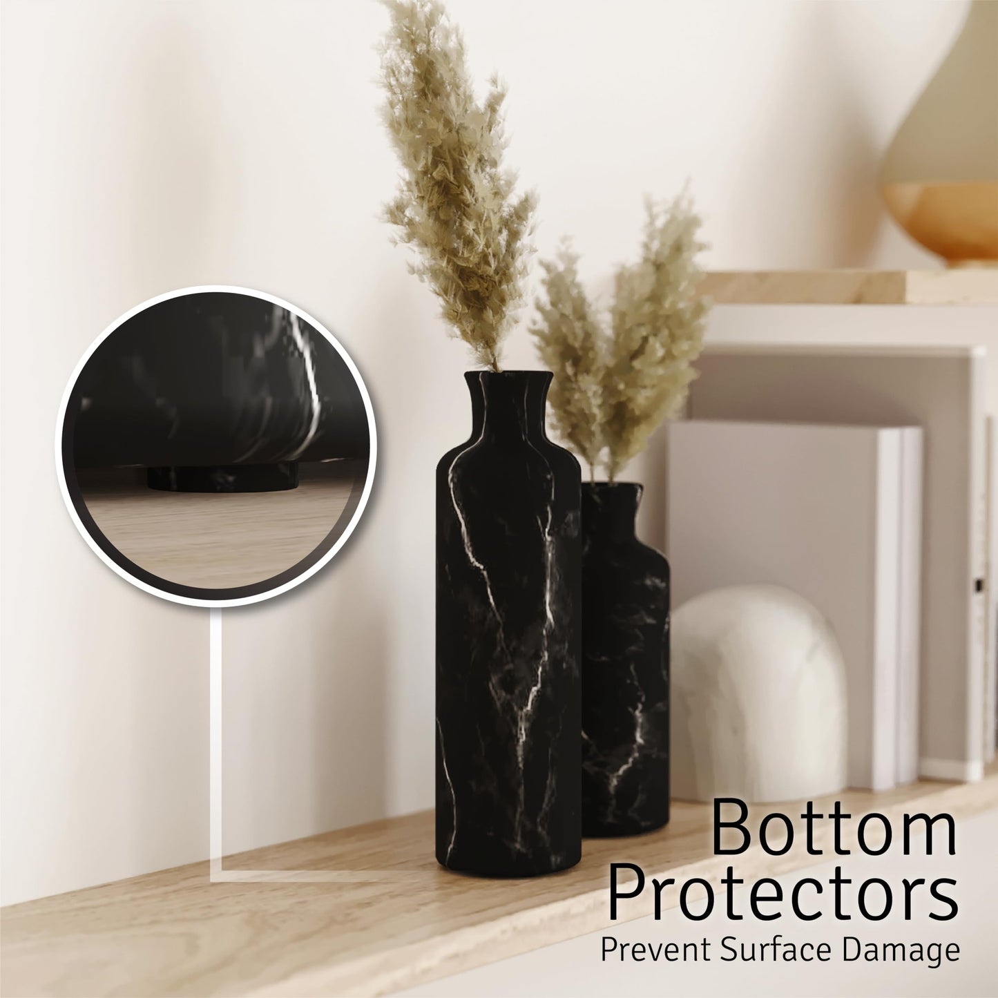 Creative Scents Black Marble Look Vase Set - Vases Home Decor, Premium Quality for Holding Pampas Grass, Dried/Fresh Flowers, Vases for Decor - Kitchen, Bedroom, Office, Living Room, or Shelf Decor