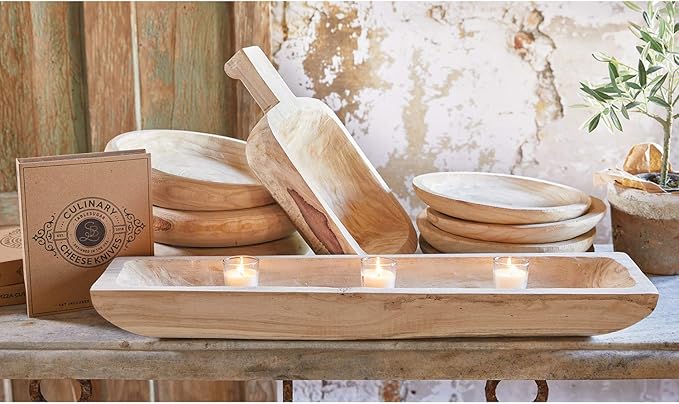 Santa Barbara Design Studio Wood Serving Bowl, Hand Carved Paulownia Wood Fruit Bowl/Decor, 11.5" Large, Natural
