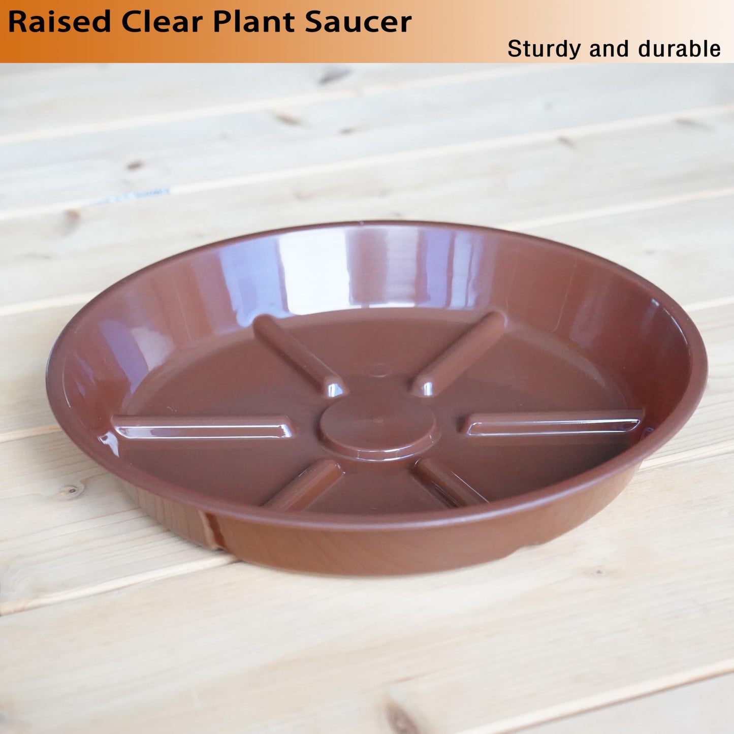 MSKIAUO Plant Saucer Pot Tray 8 inch, 6 Packs Flower Planter Saucers, Heavy Drainage Tray for Indoors No Holes, Plastic Plant Saucers Water Catcher for Pots Base, Chocolate