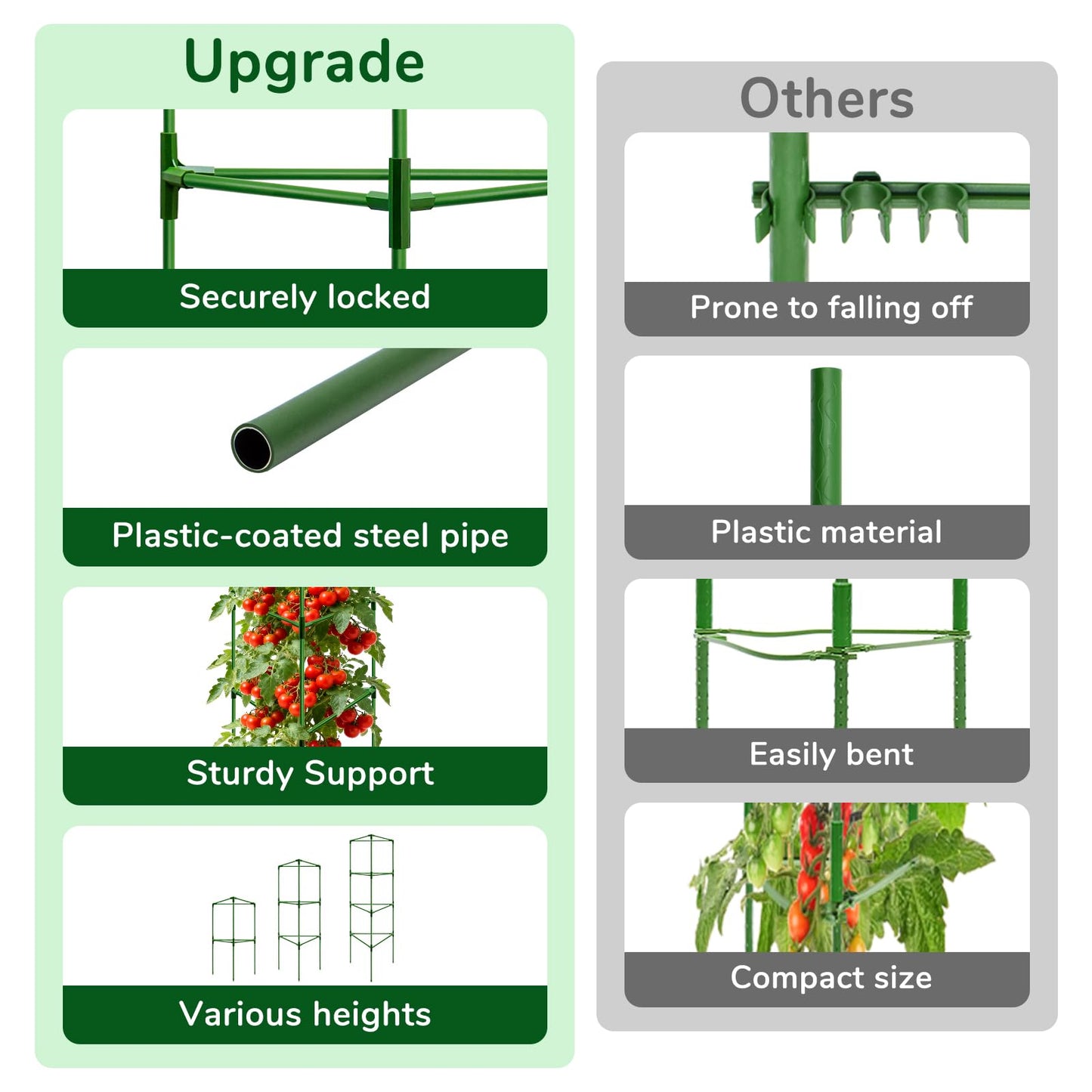 ZeeDix 65 Inch Tall Tomato Cages for Garden, 2 Pack Heavy Duty Large Plant Support Stakes for Heavy Climbing Vegetables, Adjustable Tomato Trellis for Pots & Outdoor Raised Garden Beds
