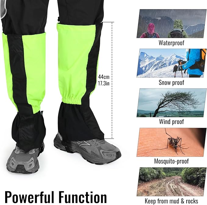 INNOLIFE Unisex Waterproof Snowproof Outdoor Hiking Walking Gaiters Climbing Hunting Snow Legging Leg Cover Wraps