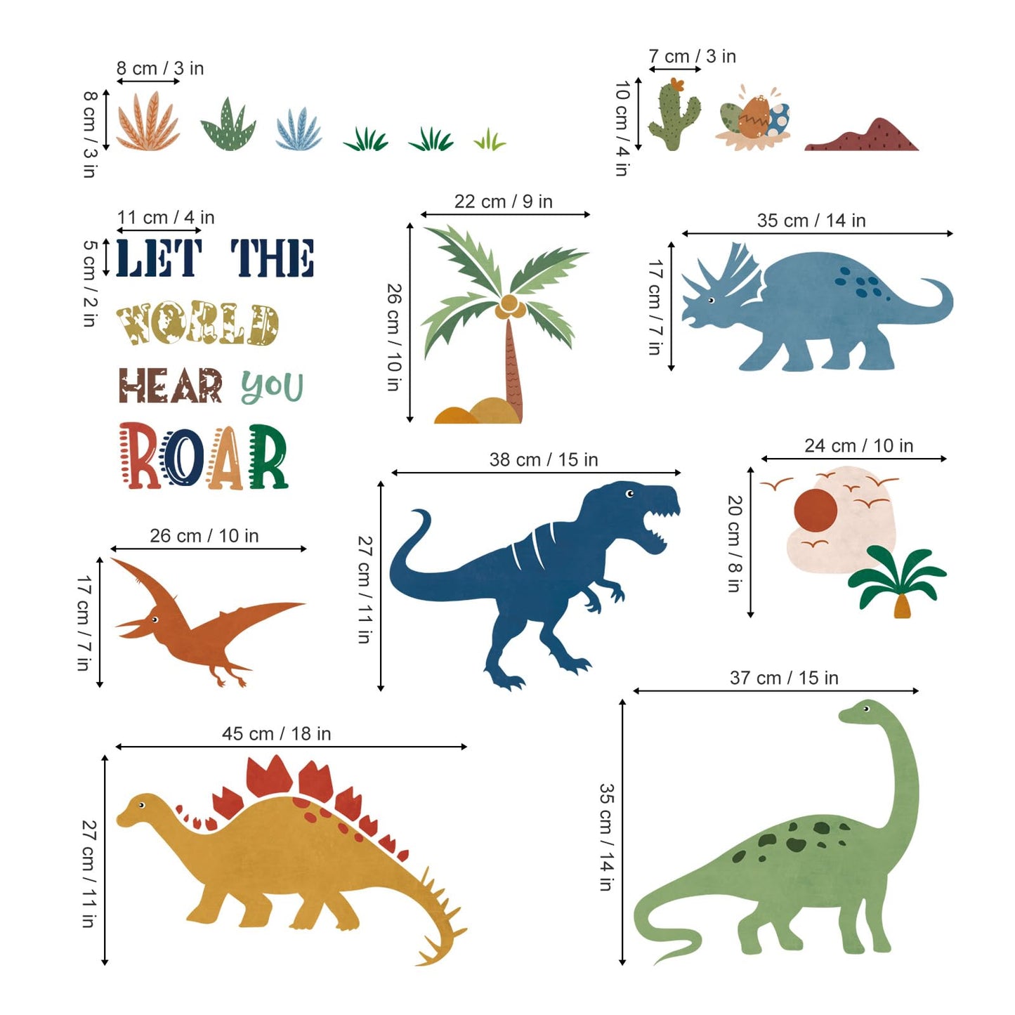 decalmile Boho Dinosaur Wall Decals Dino Palm Tree Wall Stickers Baby Nursery Boys Bedroom Playroom Wall Decor Gifts for Kids