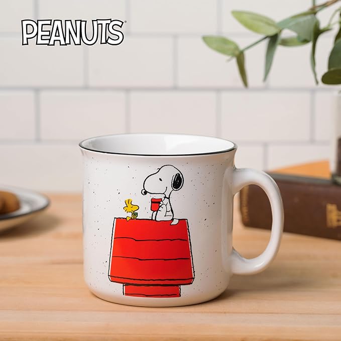 Silver Buffalo Peanuts Snoopy and Woodstock Get Cozy Ceramic Camper Mug, 20 Ounces (Pack of 12)
