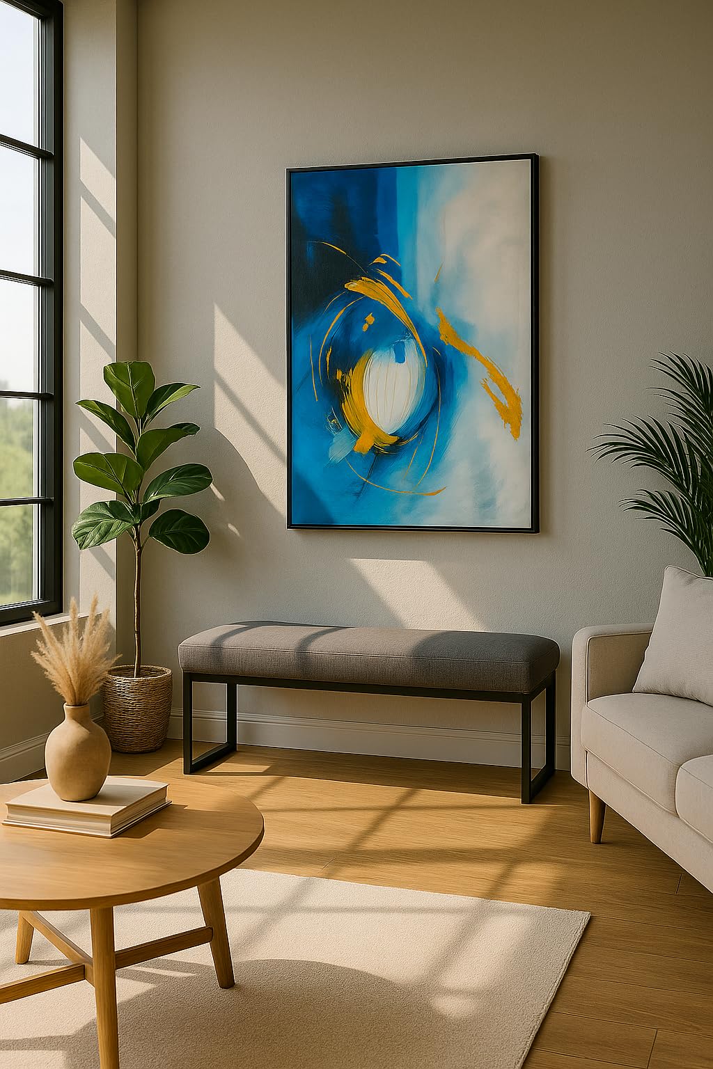 Artisan Tinct Hand-Painted Canvas Wall Art, Wooden Framed, 24x36 inches, Modern Artwork for Living Room, Lounge, Bedroom, Ready to Hang Large Oil Painting (Cosmic Flow)