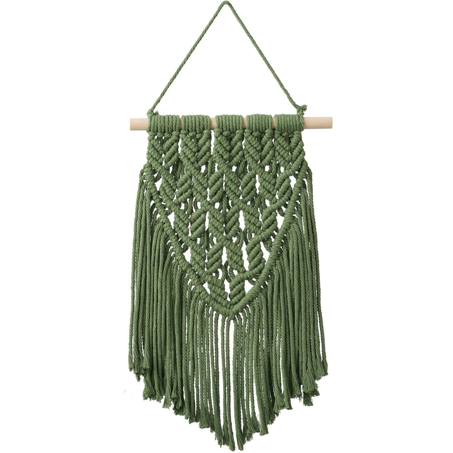Nashibowu Small Macrame Wall Hanging Decor Boho Tapestry for Bedroom Living Room Dorm Nursery and Office, Cute Aesthetic Wall Art for Small Spaces for Teen Girls and Home Decor (Green, 16 * 10 Inch)