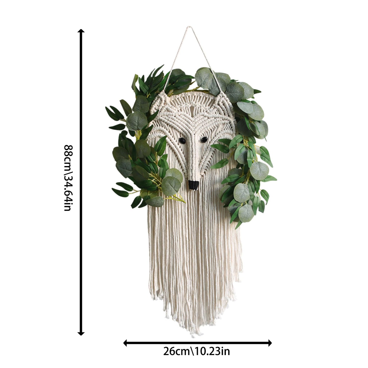 LKMLQPER Nordic Fox Macrame Wall Hanging, Handmade Cotton Rope Boho Tapestry, Animal Design Wall Decor for Living Room and Nursery, 10 * 35inch