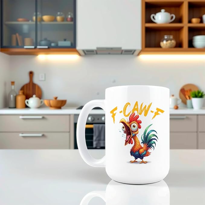 Hogg F Caw F Coffee Mug, 15 oz Ceramic Hidden Message Coffee Cup, Fcawf, Fcawf Mug, Rooster Cup, F-Caw-F, F-Caw-F Gifts, Gag Gifts Funny Adult, White Elephant Ideas
