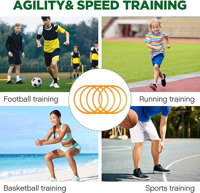 Deekin 40 Pcs Agility Rings Speed and Agility Training Rings Exercise Speed Circle Jumping Hoops for Training Toss Equipment, 15"