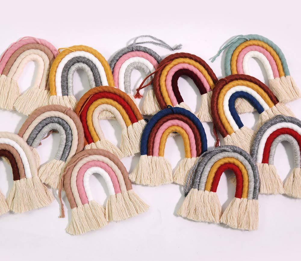 Rainbow Wall Hanging, Handmade Macrame Wall Art Decor for Nursery Kids Room Home