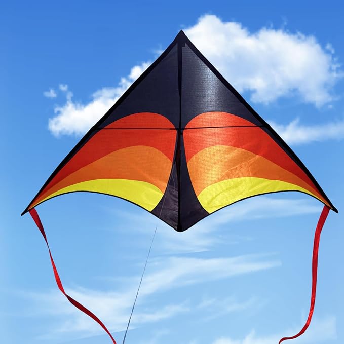 Large Delta Kite for Kids & Adults - Easy to Fly Outdoor Kites for Kids Ages 8-10, Perfect for Beach & Family Activities, Includes Line & Handle