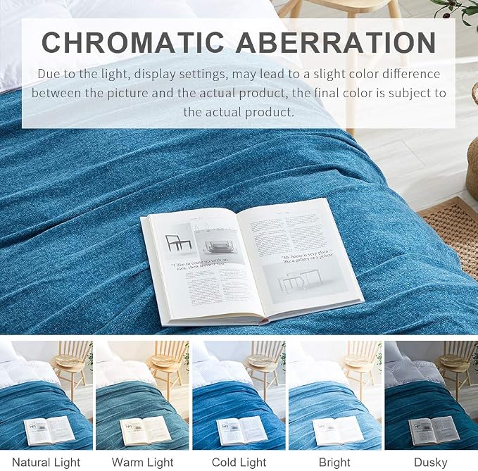 BOURINA Chenille Throw Blanket with Decorative Fringe for Couch Sofa Chair Blanket (50x60 Inches) Dark Blue