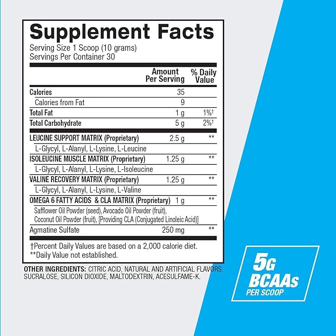BPI Sports Best BCAA Powder - Muscle Recovery Support - Branched Chain Amino Acids | Building Blocks of Protein and Muscle - Post Workout Recovery ??Hydration - Blueberry Lemonade, 30 Servings
