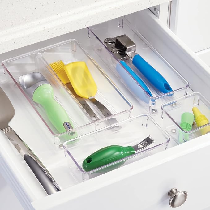 iDesign - 52930 EMW6134167, Medium, Clear | Plastic Storage, For Kitchen, Bathroom, and Desk Drawers
