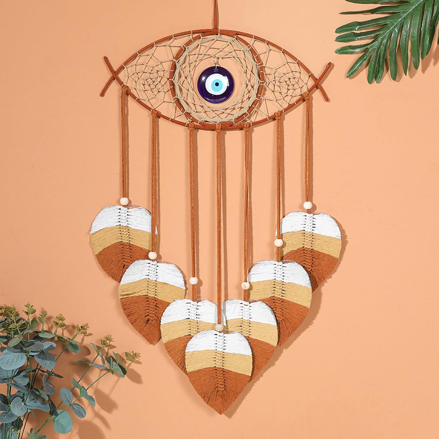 JUXDZISHW Natural,Macrame Wall Hanging Leaves Chic Woven Leaf Tassels Decoration Cotton Ornaments Tapestry Room Decor Modern Bohemian Handmade Feather Wall Art Decorations for Apartment Backdrop