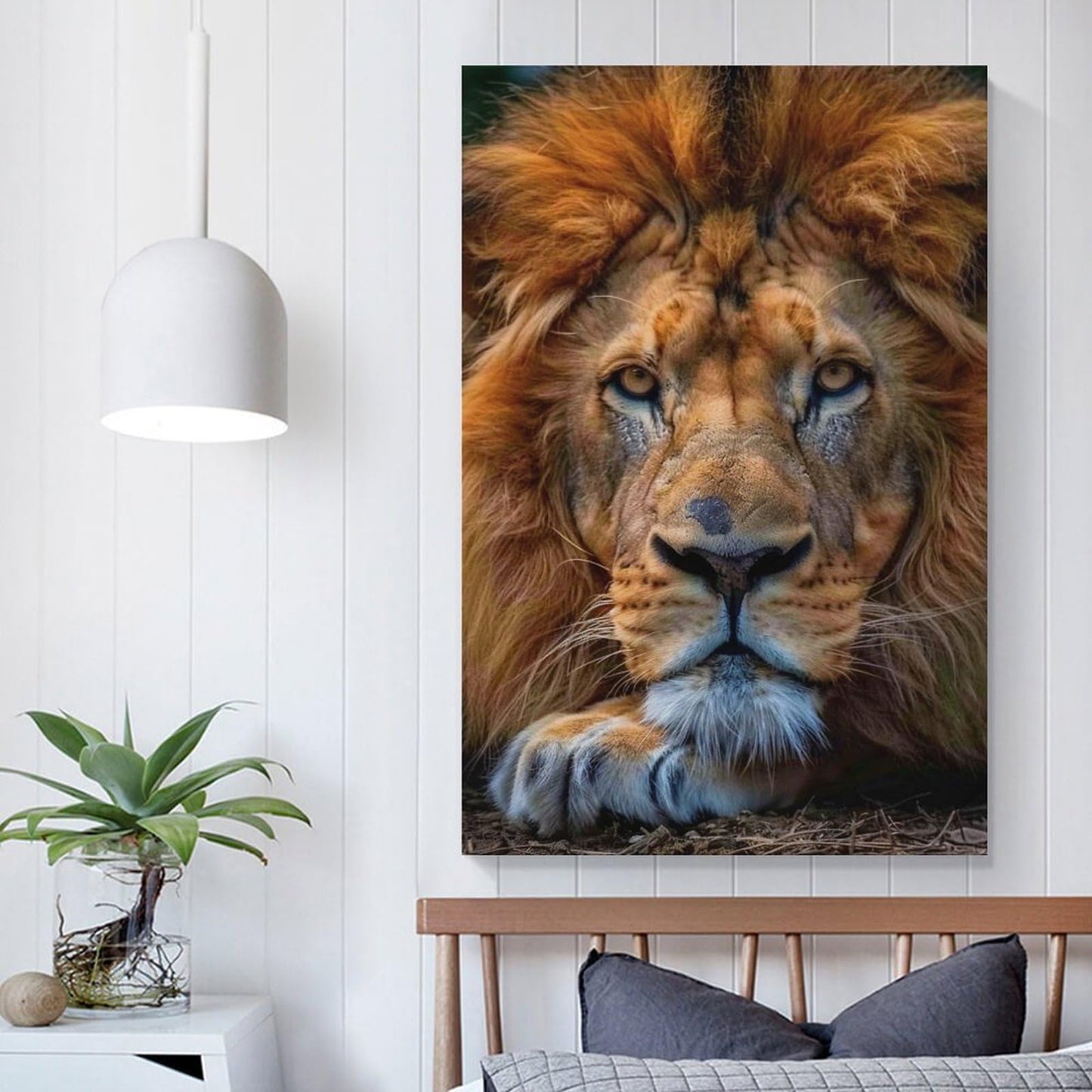 QEOPGNE African Lion Portrait Animal Cool Poster Canvas Wall Art Posters & Prints Painting for Bedroom Classroom Dorm Living Room Aesthetic Decor for Mens Women Framed Unframed 12x18inch(30x45cm)