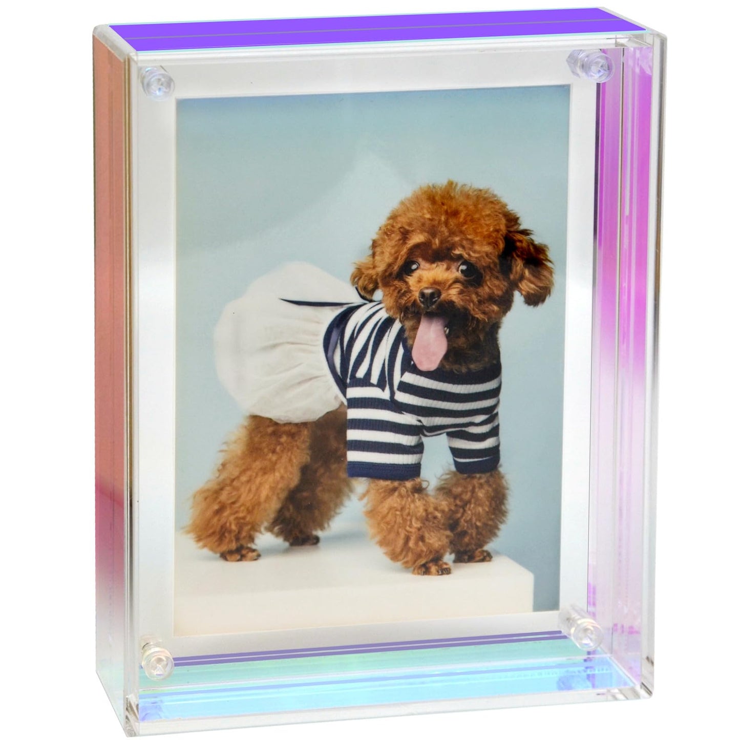 Gelite Acrylic 11X14 Picture Frame to Display 11x14 8x10 8.5x11 9x12 Pictures Mat-free Neon Floating Photo Frame for Wall and Tabletop, Iridescent Rainbow