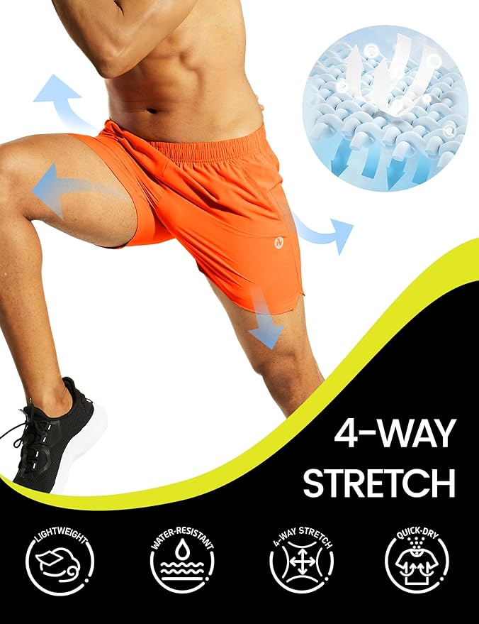 Nepest Men's 5?™â€?Athletic Running Shorts with Pockets, Lightweight Quick Dry Gym Workout Training No Liner Shorts