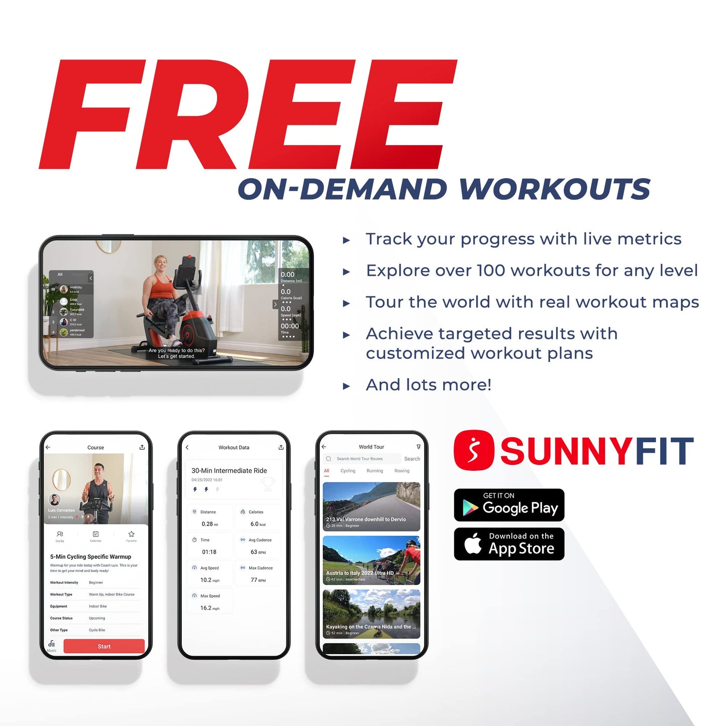 Sunny Health & Fitness Premium Indoor Cycling Smart Stationary Bike with Exclusive SunnyFit App Enhanced Connectivity - SF-B1805SMART