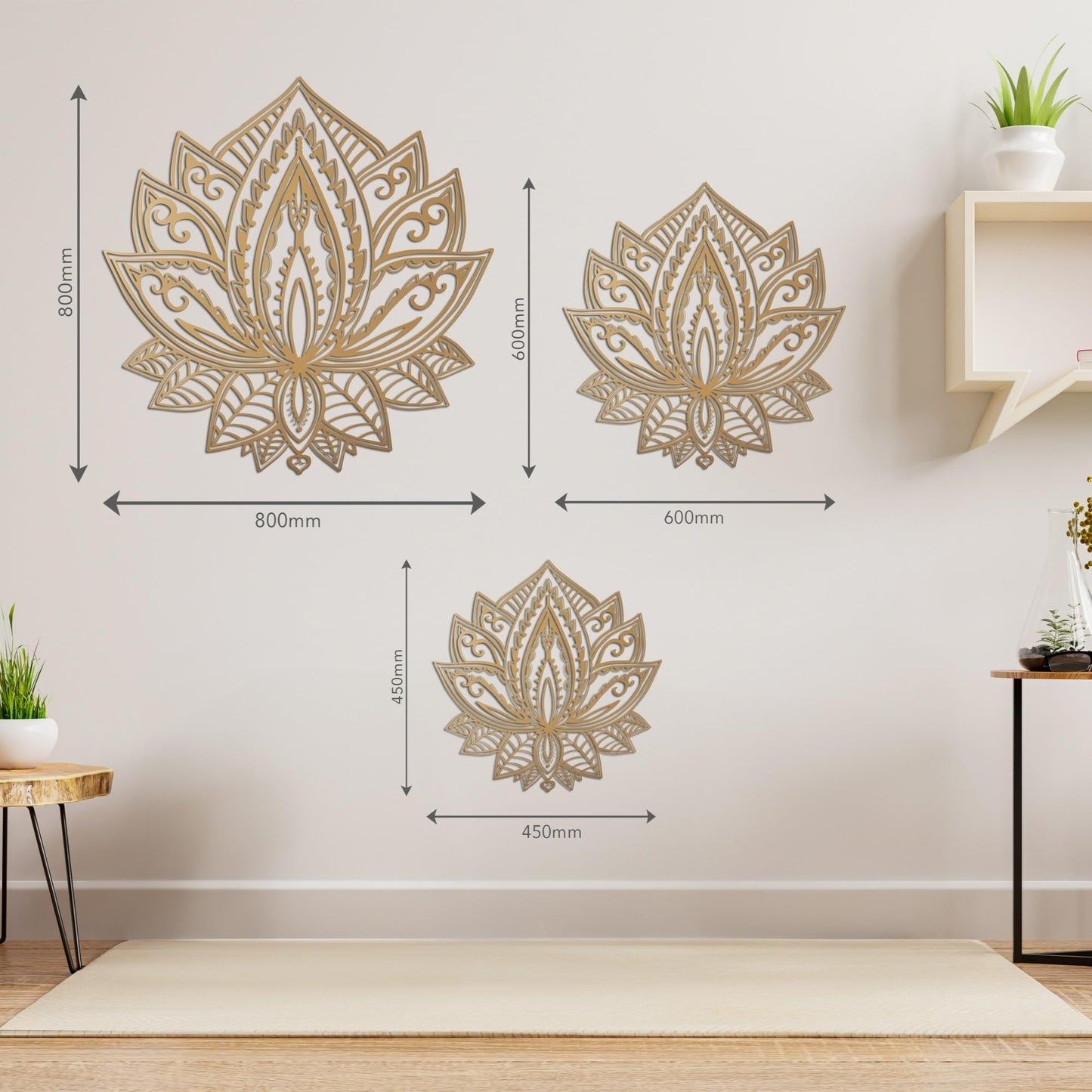NEODECO Mandala Metal Wall Art, Boho Wall Decor for home, art deco wall hanging (Gold, Small)