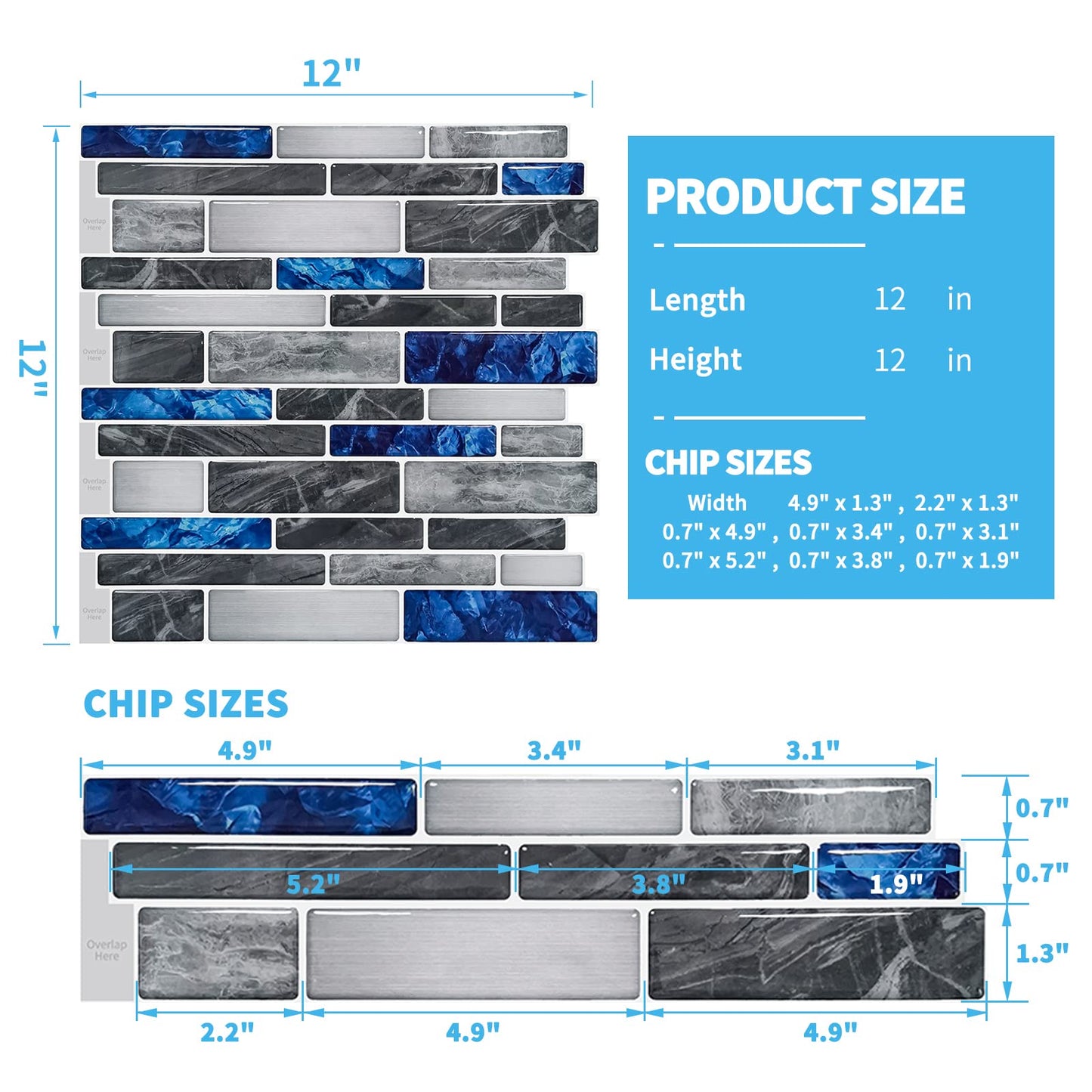 Art3d 10-Sheet Premium Self-Adhesive Kitchen Backsplash Tiles in Marble,30 * 30cm