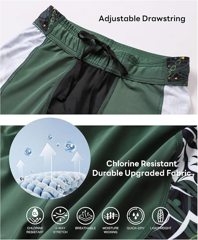 HUGE SPORTS Men's Rash Guard Swim Shorts Compression Swimming Jammer Cool Dry Active Swimsuit Workout Shorts Sports Tights