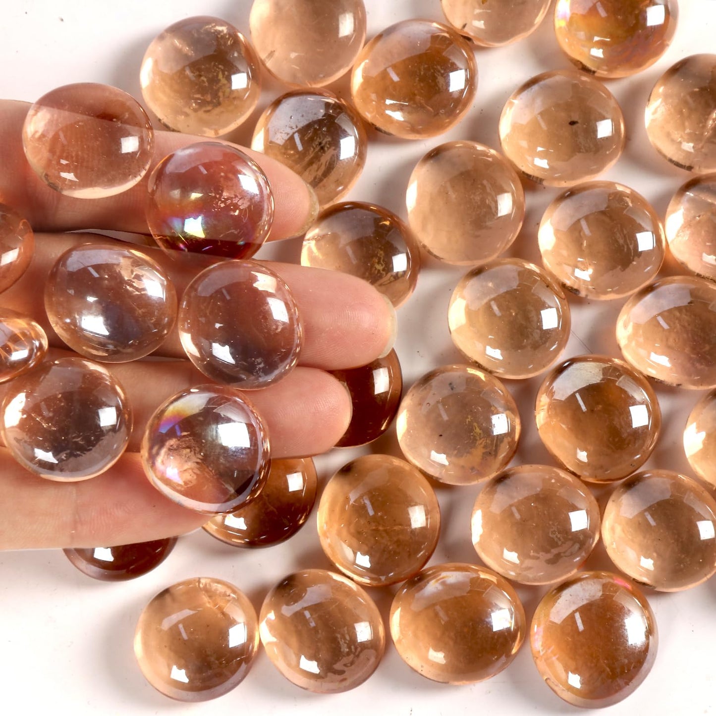 0.5 lb Pink Glass Beads for Vases, Glass Pebbles, Flat Marbles Stones for Vase, Aquarium, Candle, Crafts, Centerpieces and Wedding Decoration