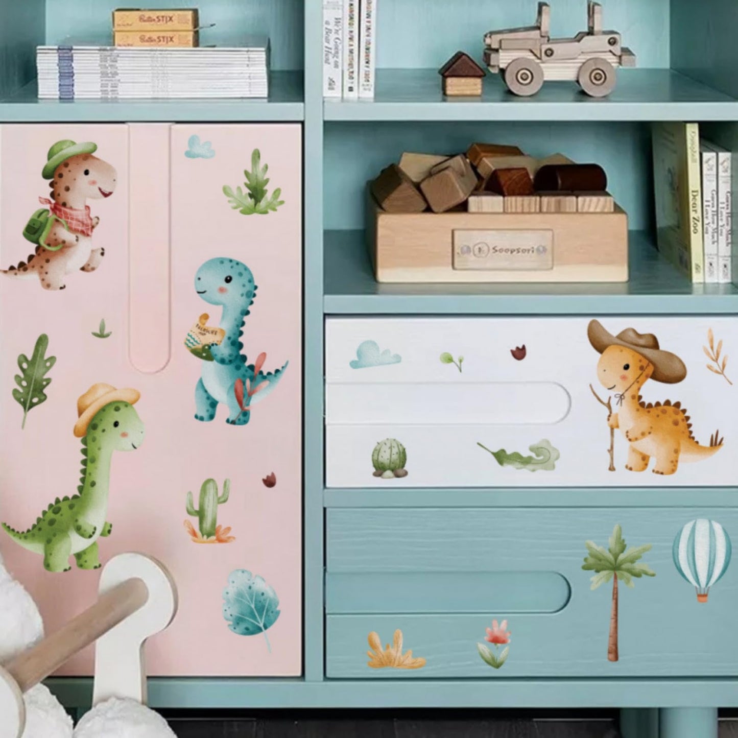 Cute Cartoon Dinosaur Wall Decal Dinosaur Wall Sticker Wall Decoration for Children's Room Kindergarten Nursery Self-Adhesive Sticker Pegatinas para Pared