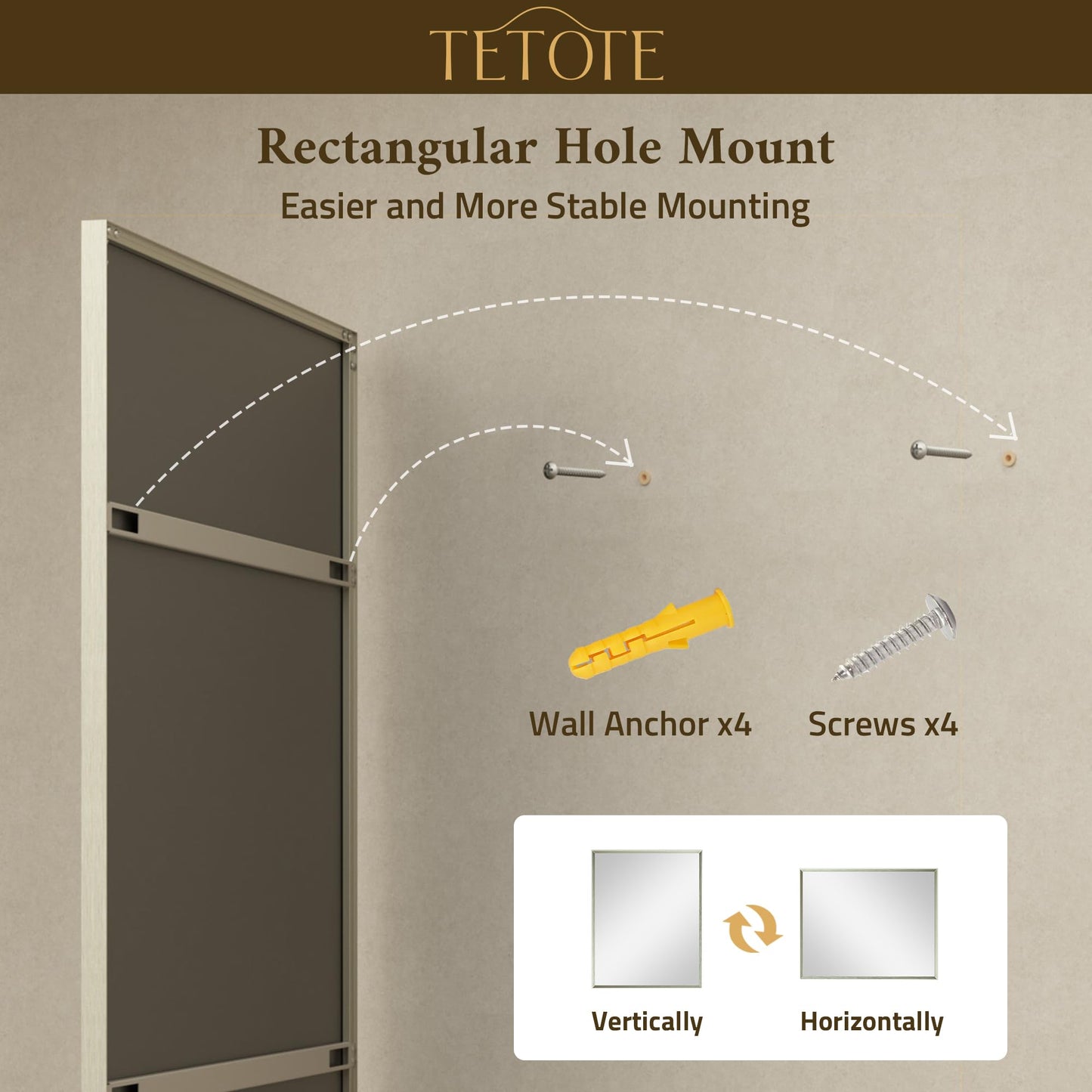 TETOTE Brushed Nickel Bathroom Mirror 24" x 30" Rectangle Beveled Frame Bathroom Vanity Mirror for Over Sink Brushed Nickel, Tempered Glass, Stronger Frame, Modern Farmhouse Bedroom, Entryway
