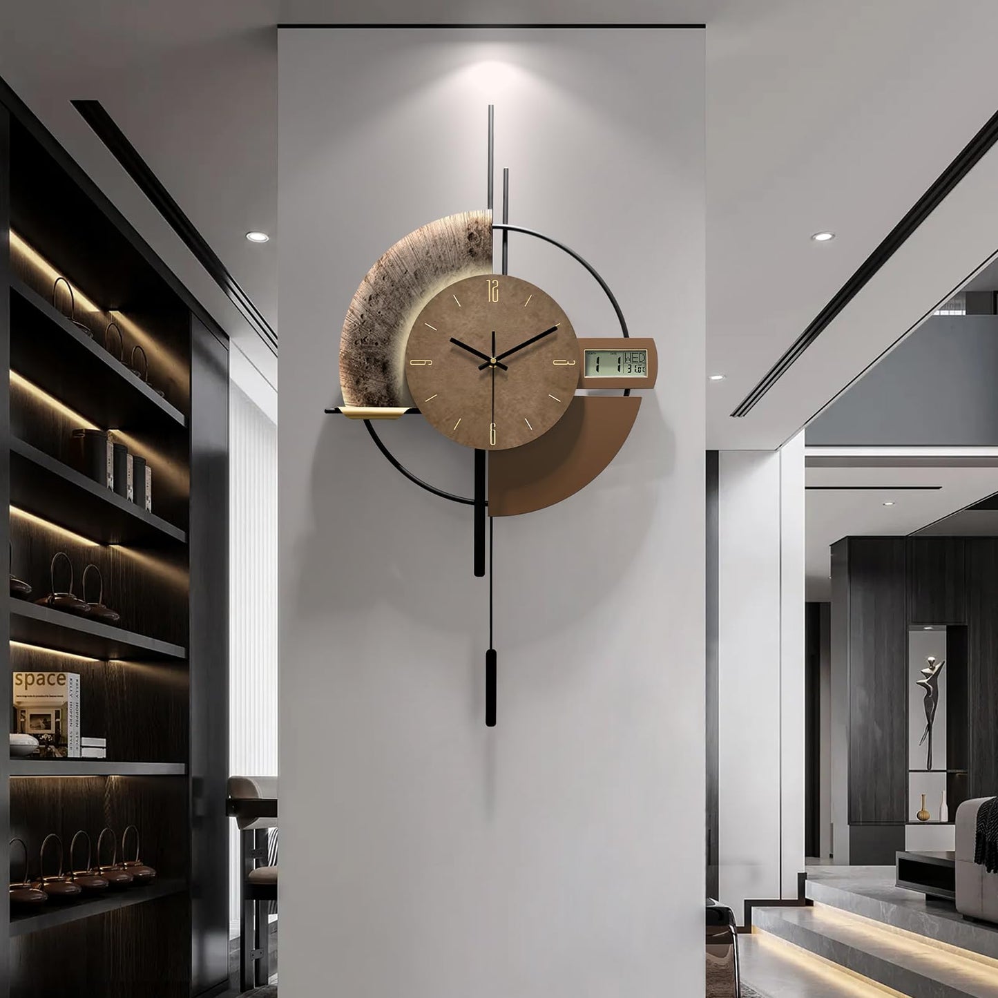 FIXNEO Large Wall Clocks Decorative with Temperature Display℃, Silent Unique Wall Clocks for Farmhouse, Office, Living Room, Kitchen, Home, Bathroom & Bedroom Wall Decor