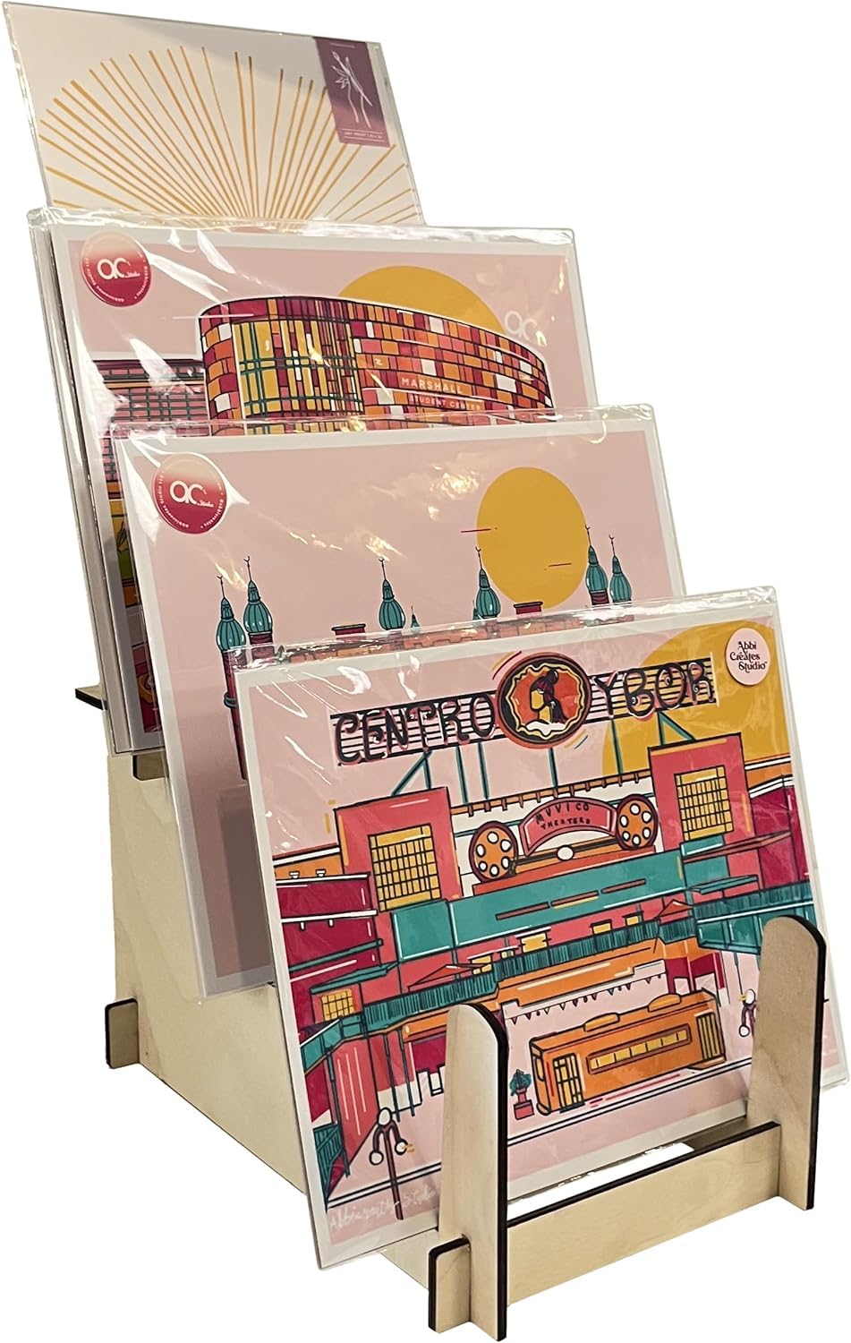 Wood Display Stand - Plates, Art Prints, Artwork, Pictures, Books, Stationery, Records, Magazines & More - Trade Shows, Farmers Markets & At Home Use - Sturdy & Stylish (Natural, Large)…