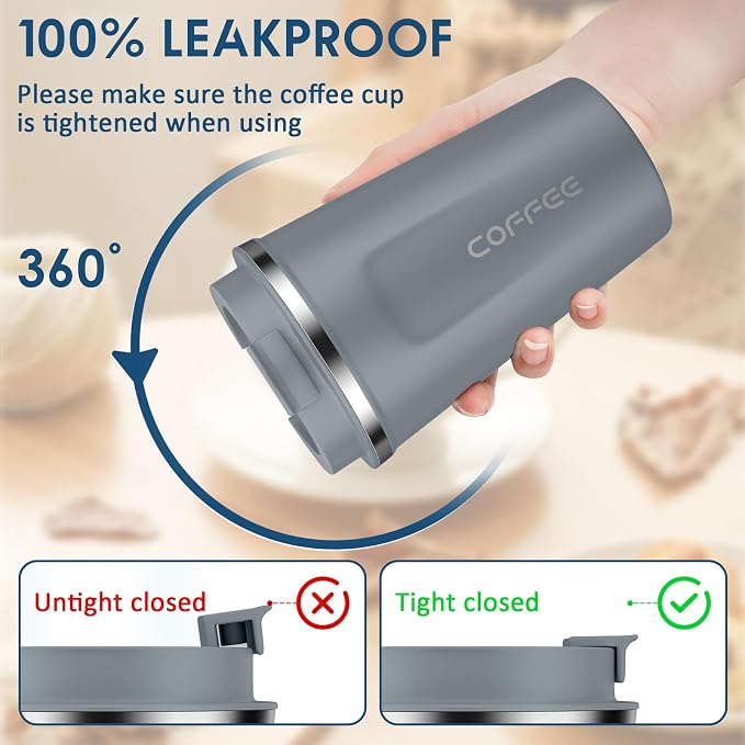 CS COSDDI 12 oz Stainless Steel Vacuum Insulated Tumbler - Coffee Travel Mug Spill Proof with Lid - Coffee Cups for Keep Hot/Ice Coffee,Tea and Beer