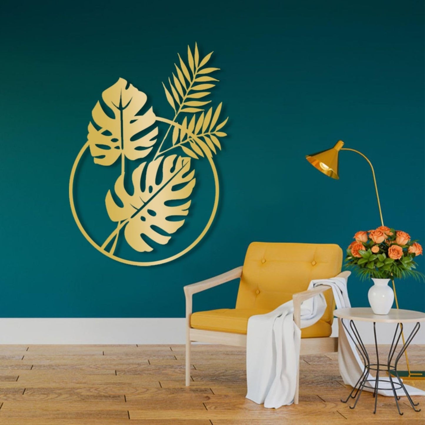 Metal Palm Tree Wall Decor, Palm Leaves Metal Wall Art, Tropical Metal Art Wall Decor, Palm Leaf Wall Decor, Metal Leaf Wall Decor, Metal Plant Wall Decor, Metal Wall Art for Living Room (53x38 inches / 135x97.5 cm, Silver)